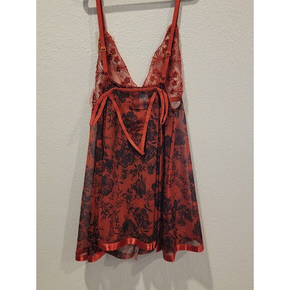 NWT Spree Whimsygoth Red & Black Rose Sequin Embroidered Babydoll, Size M - Picture 4 of 7